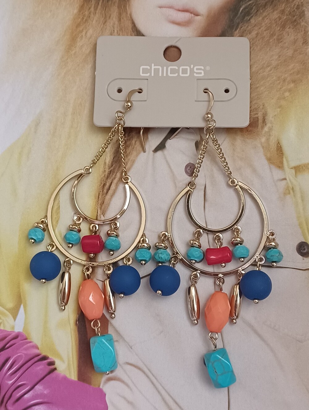 Chico's Frida Multicolor Chandalier Earrings NWT 💃🏻♥️✨️ RARE!